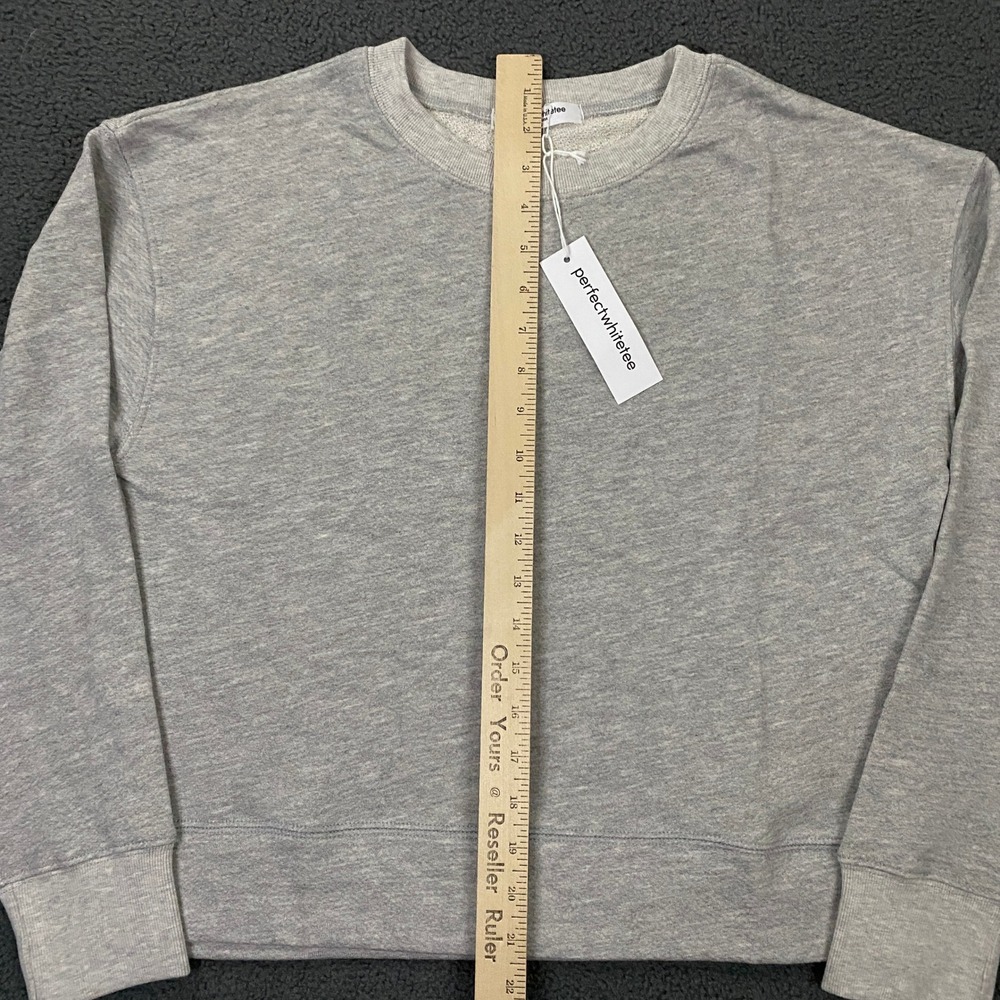 Perfectwhitetee Sweatshirt Womens XS Heather Gray French Terry Soft Lounge USA - Picture 7 of 9